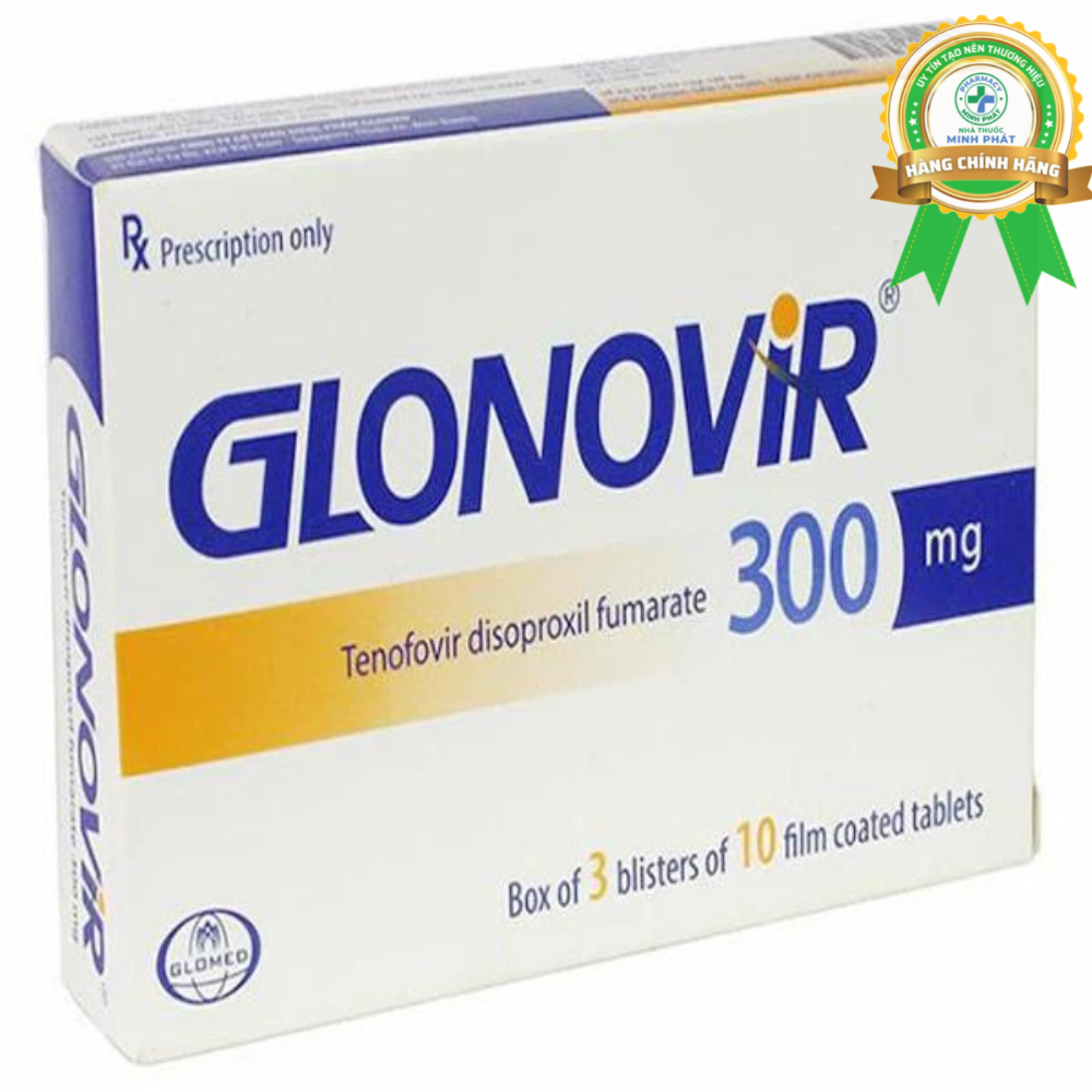 Thuốc Glonovir Glomed 300mg trị viêm gan B hoặc HIV (3 vỉ x 10 viên)
